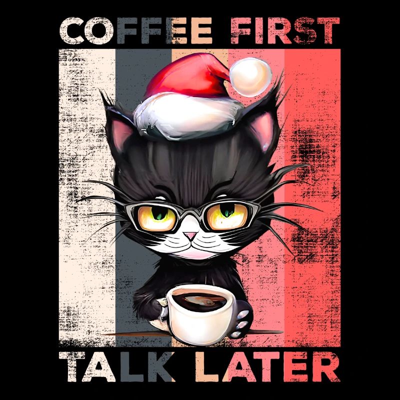 Coffee First Talk Later Katze Weihnachten Geschenk
