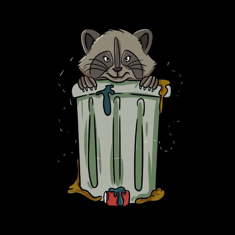 In a garbage can raccoon