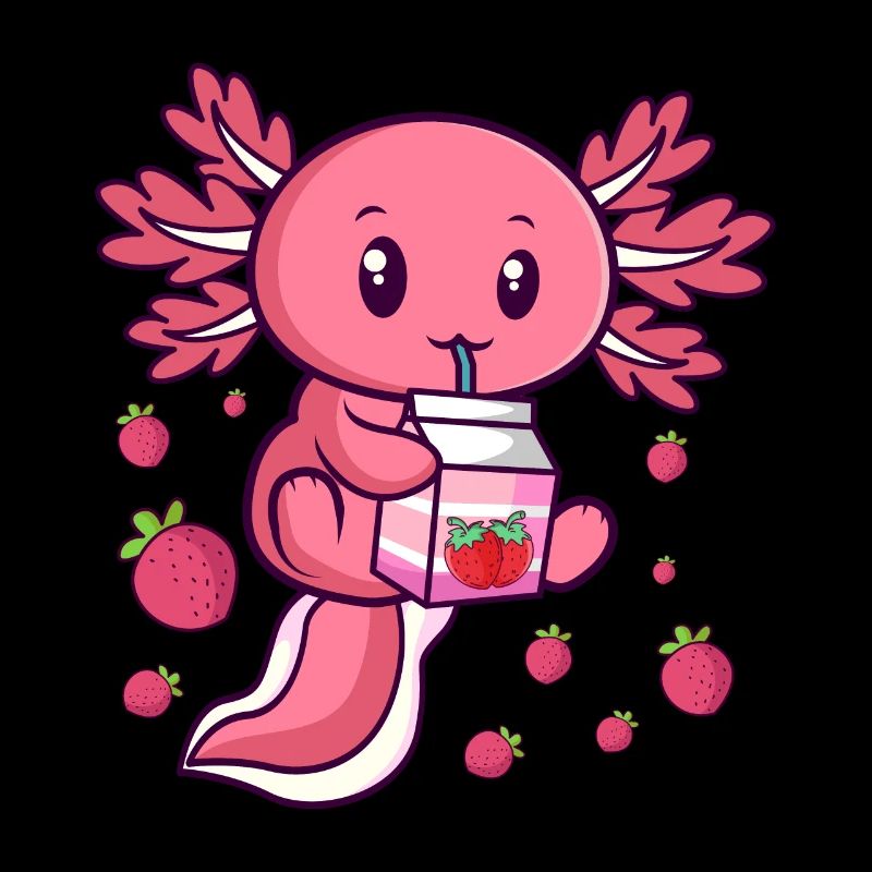 Kawaii Axolotl Erdbeermilch Milchshake Anime
