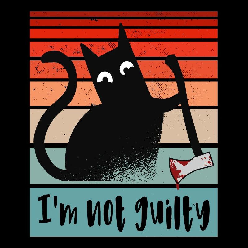 Je suis innocent, chat à la hache ensanglantée