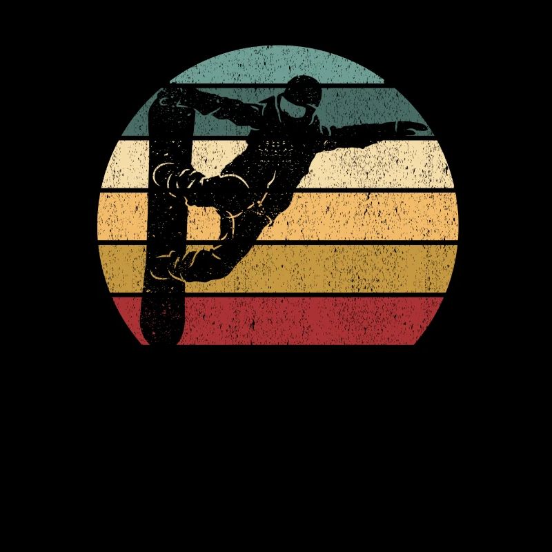 Vintage Sunset Snowboarding Silhouette