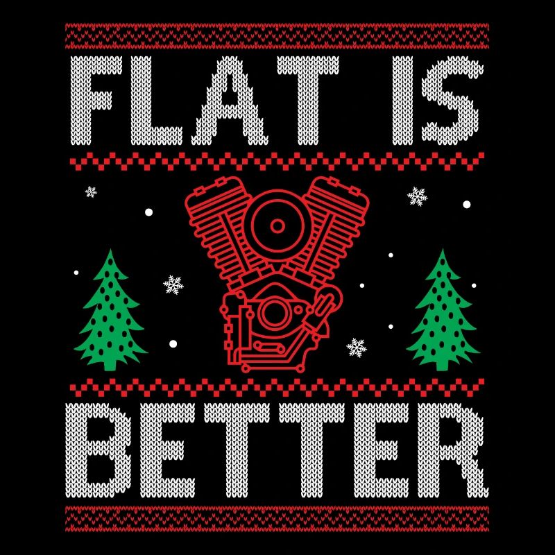 Engine Car Tuning Ugly Christmas - Flat Is Better