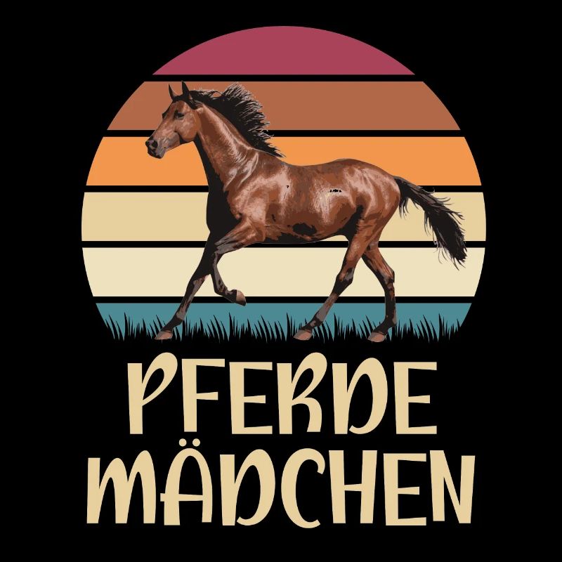 Pferde Mädchen Pferde Retro Design