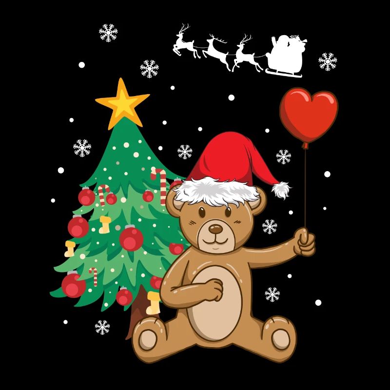 Teddy bear Santa Claus hat Christmas tree