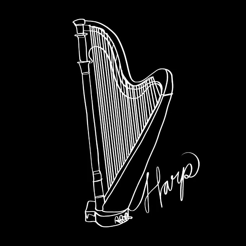 Harfe Oneline Art - Harfe Musikerin Harfe