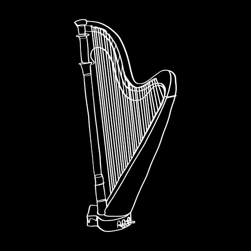 Harfe Oneline Art - Harfe Musikerin Harfe