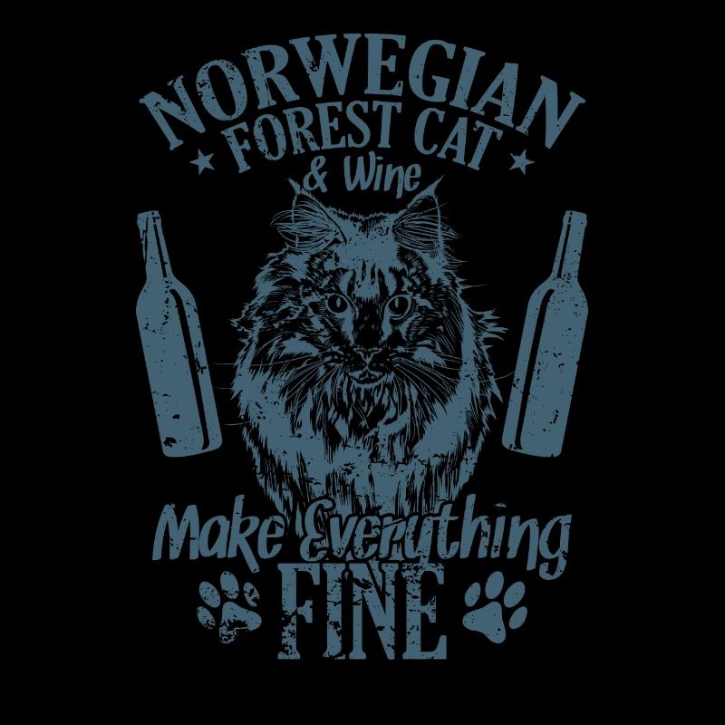 Norwegian Forest Cat and Wine Make Everything Fine