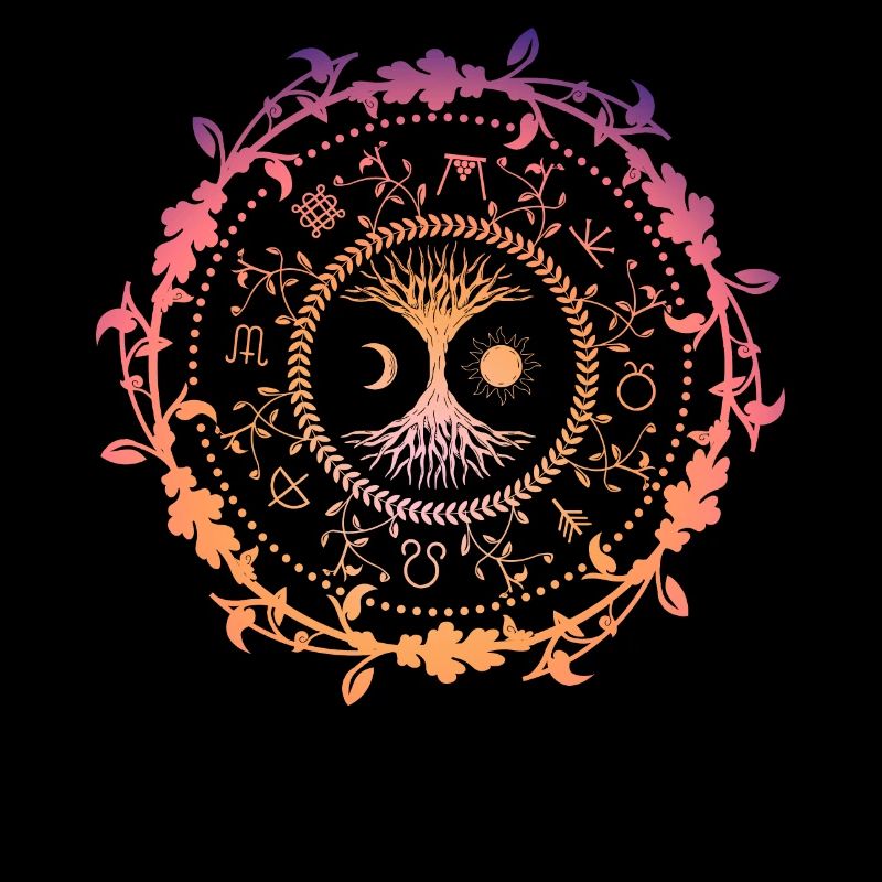 Wicca-Kompass - Baum des Lebens & Astrologie-Design