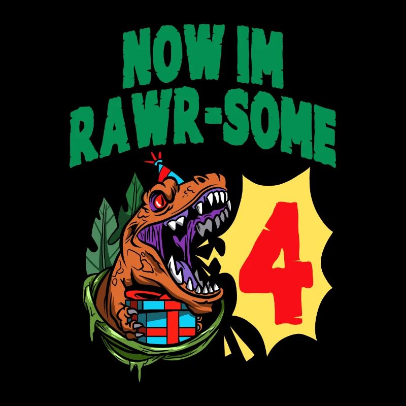 Now Im Rawr-Some 4 TRex Dinosaur Birthday