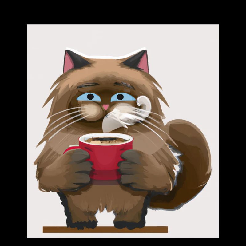 Cute cat drinking coffee