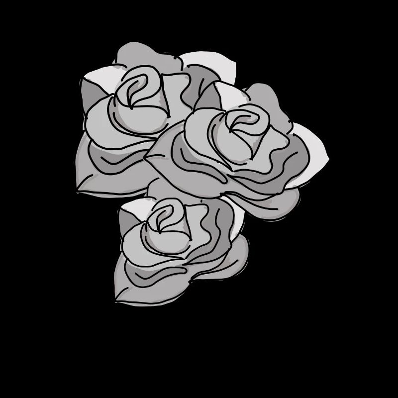 Rose Noir Blanc Rose dessinée à la main