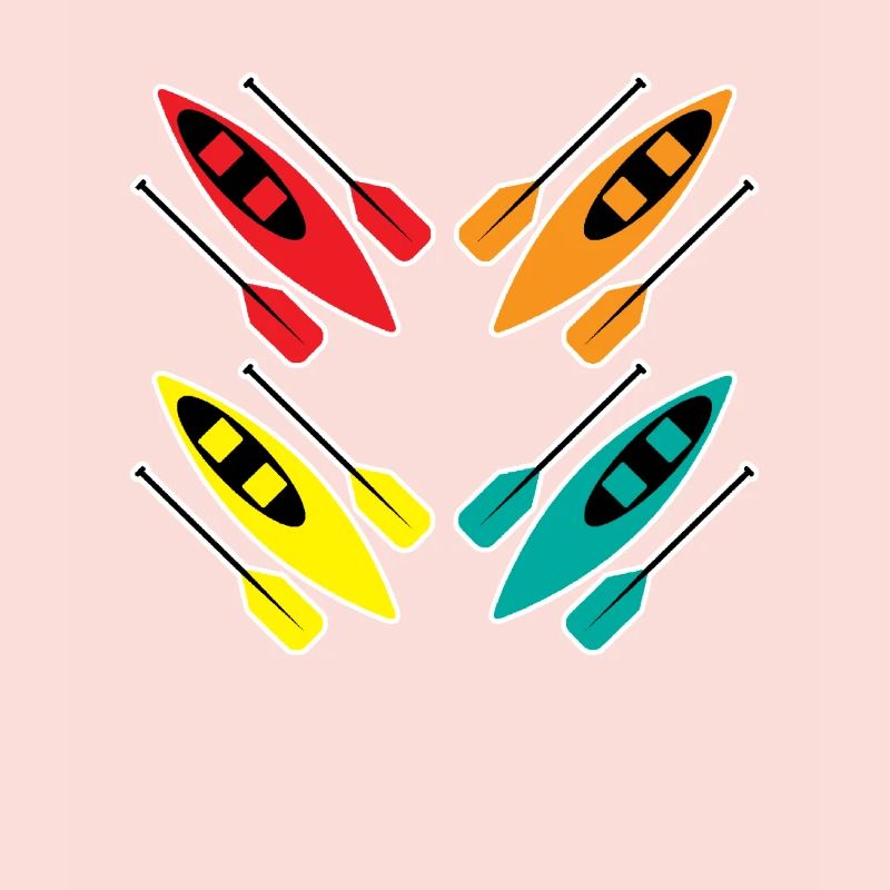 Kayaking Colorful Paddle Sport Pattern Art