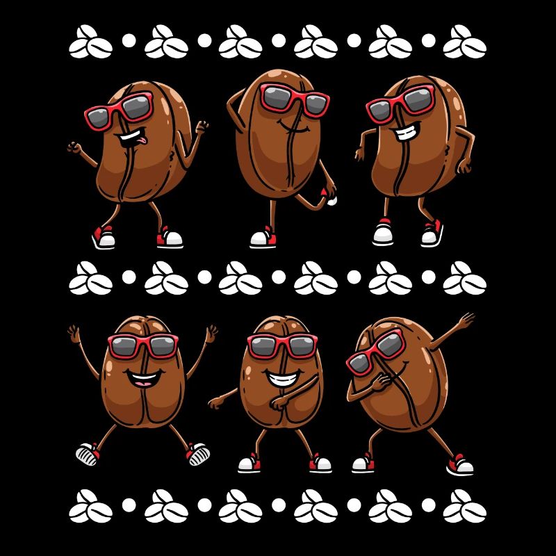 Coffee beans with sunglasses dancing caffeine