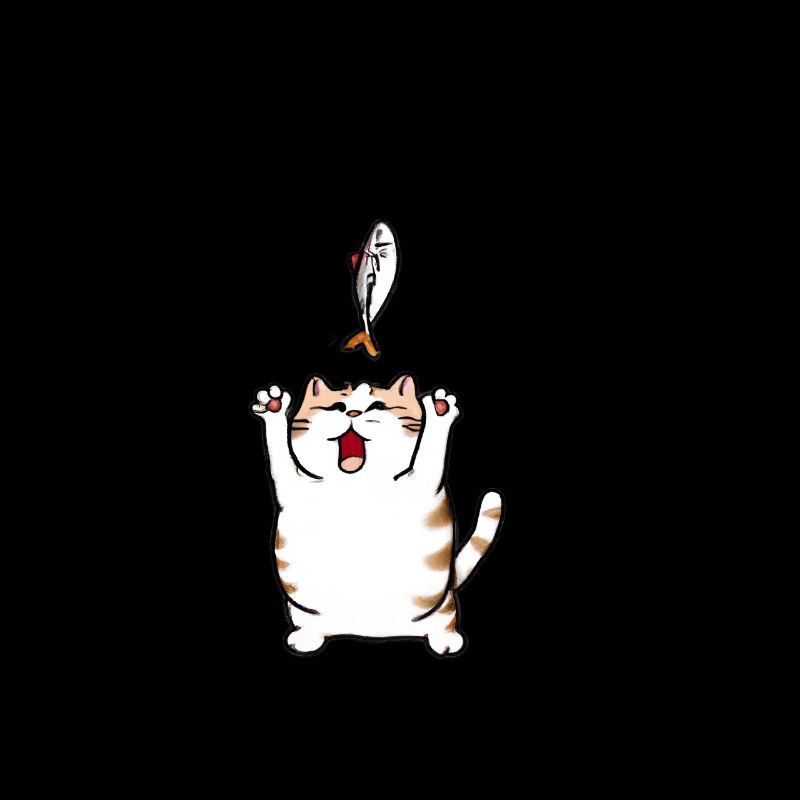 Le chat attrape le poisson