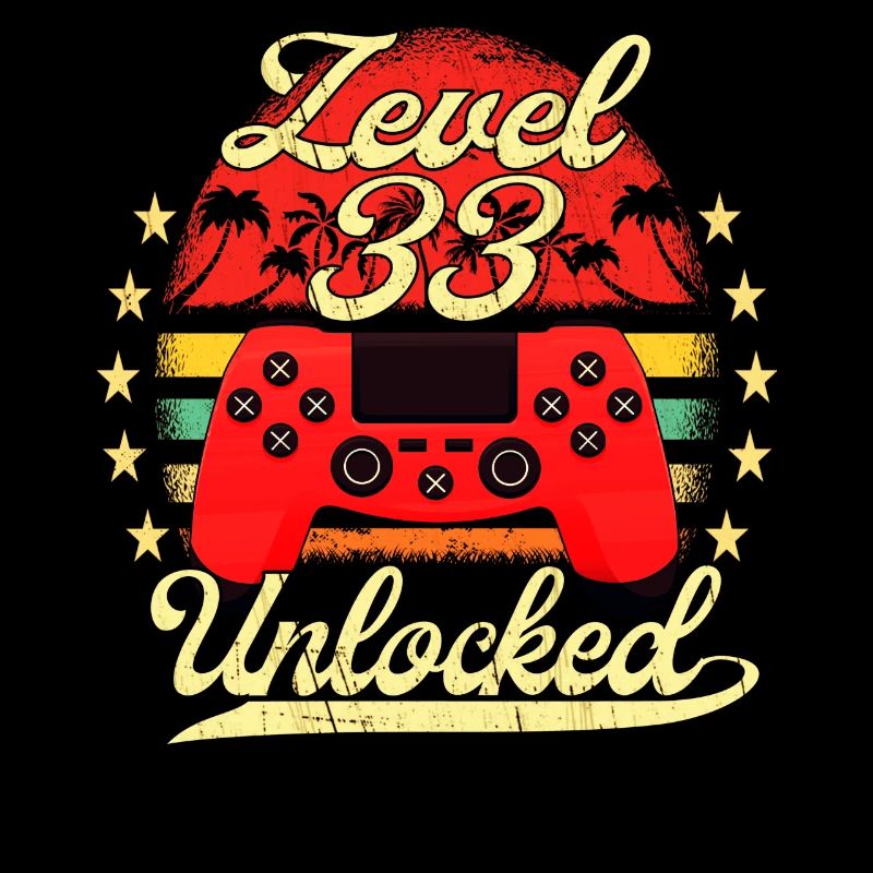 Level 33 Unlocked Männer Gamer Geburtstag Level