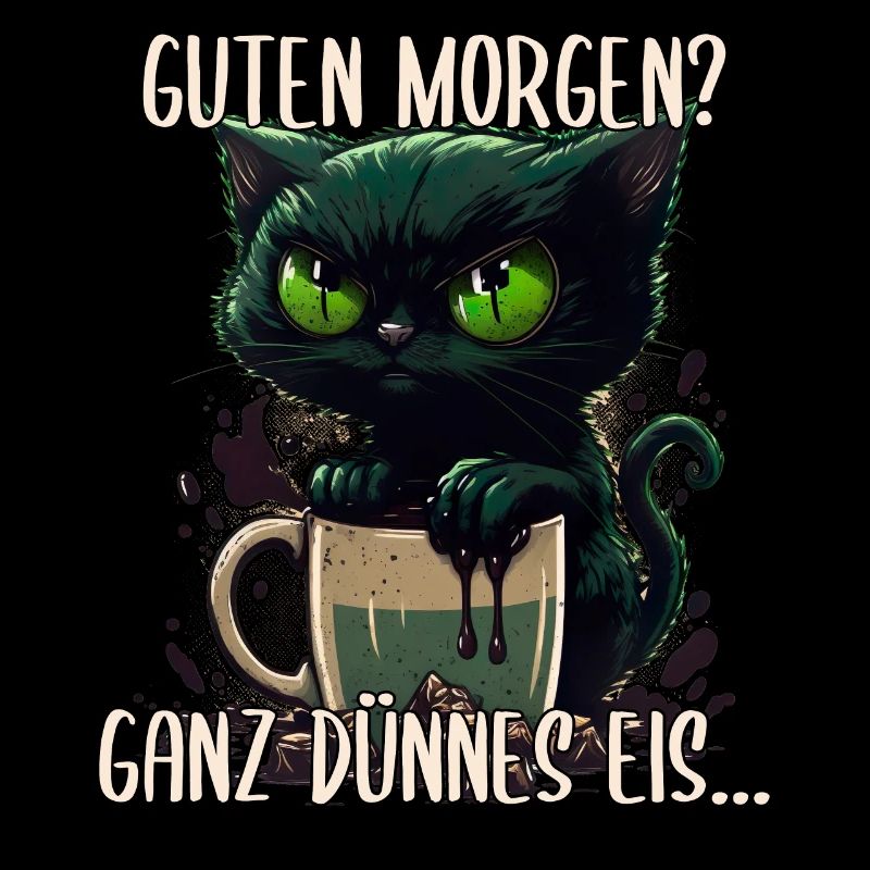 Guten Morgen Dünnes Eis Böse Katze mit Kaffee