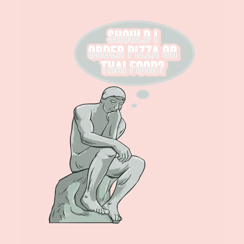 Denker Statue Pizza Design für einen Philosophen