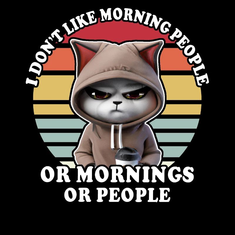 Cat drinks coffee Morning grouch