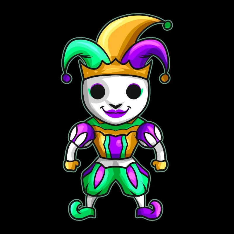 Bouffon Kawaii mignon avec masque pour Mardi Gras