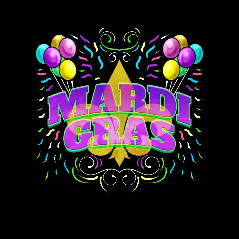 Logo avec Ballons et Fleur de Lis pour Mardi Gras