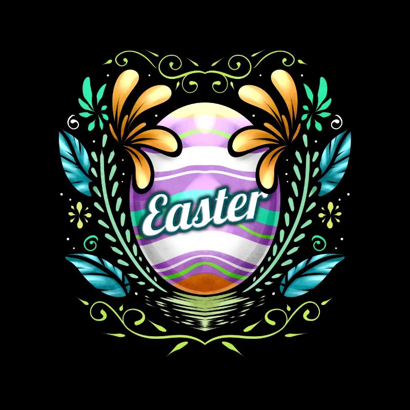 Easter Egg With Ornaments And Feathers on Easter