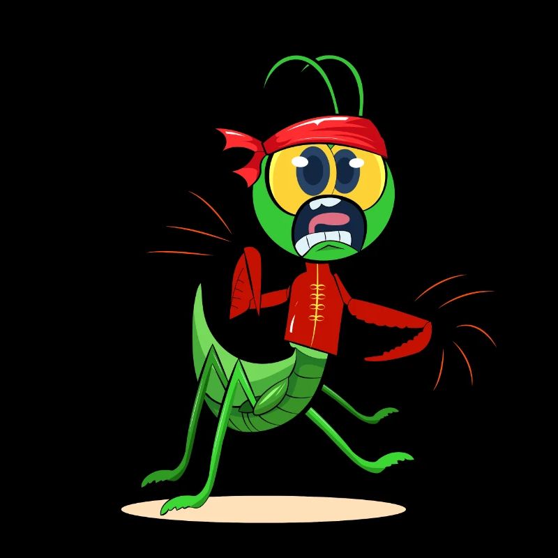 Praying Mantis Wearing Tang Outfit Doing Tai Chi 2