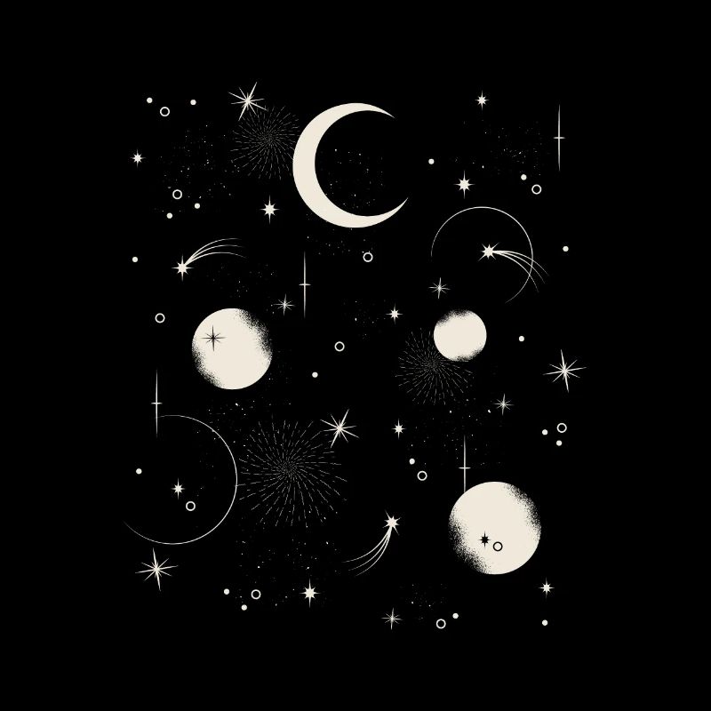 Mond und Sterne am Nachthimmel