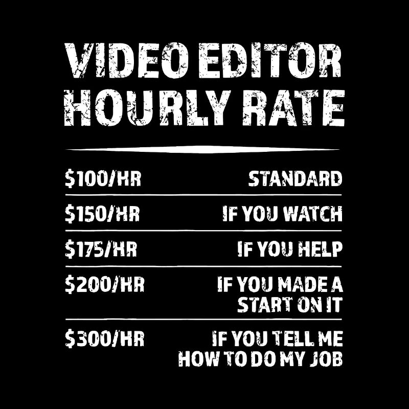 Video Editor Hourly Rate | Funny Videographer Gift
