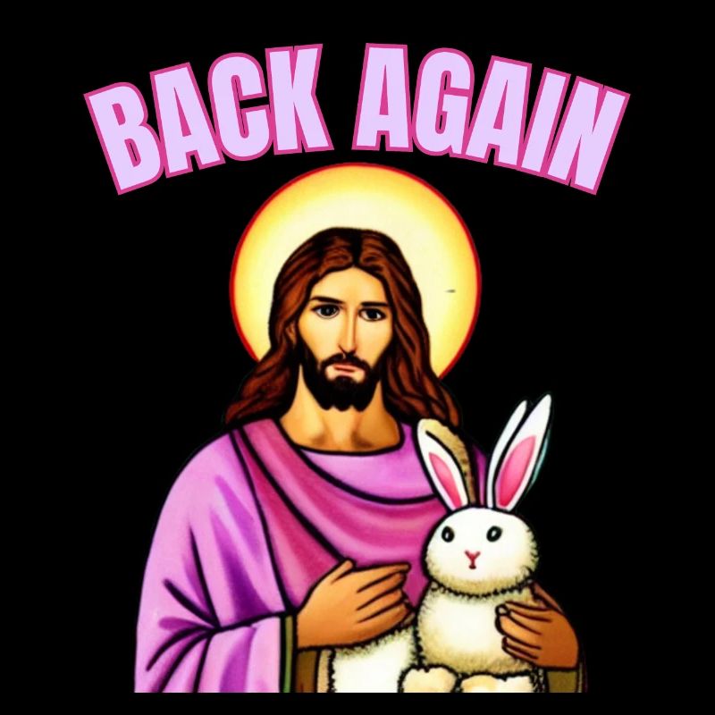 Lapin de Pâques avec œuf de Pâques et Jésus