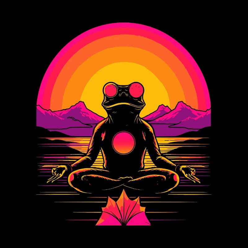 Synthwave Frog Vaporwave 80s
