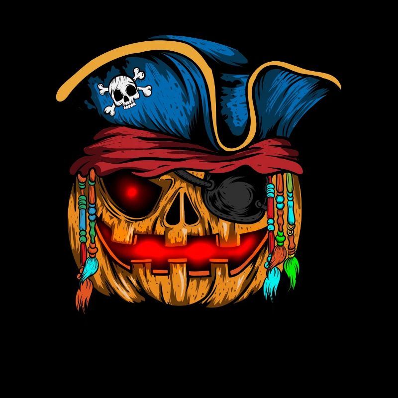Pirate Pumpkin Glowing Skeleton Halloween