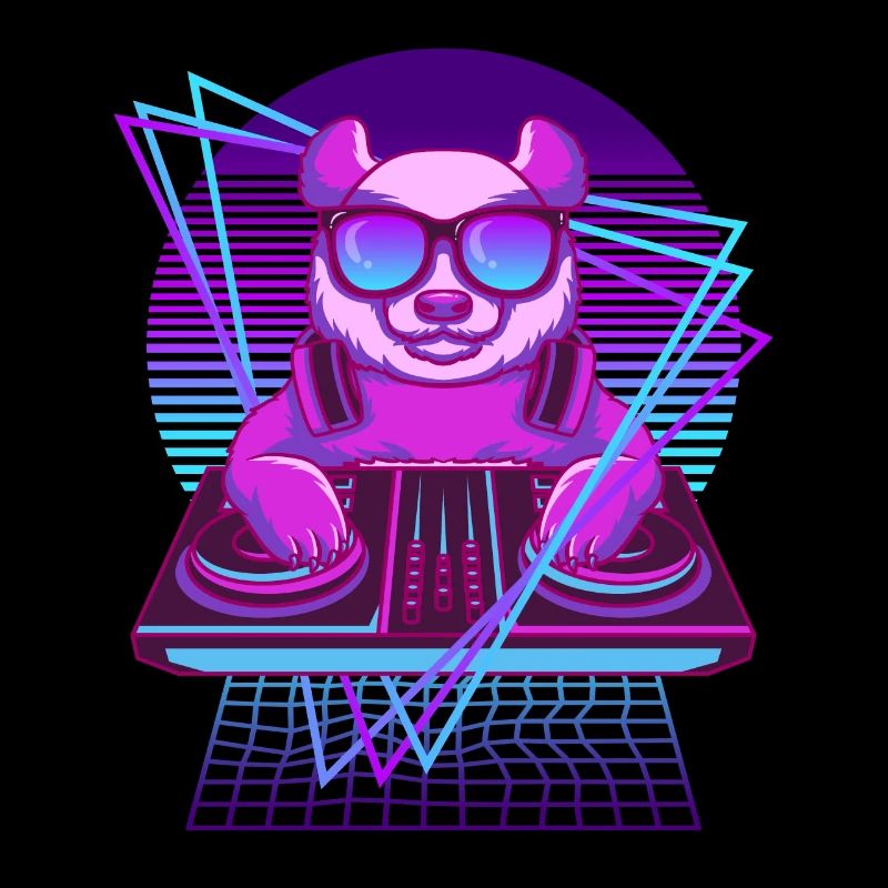 Vaporwave Panda DJ Pult Panda