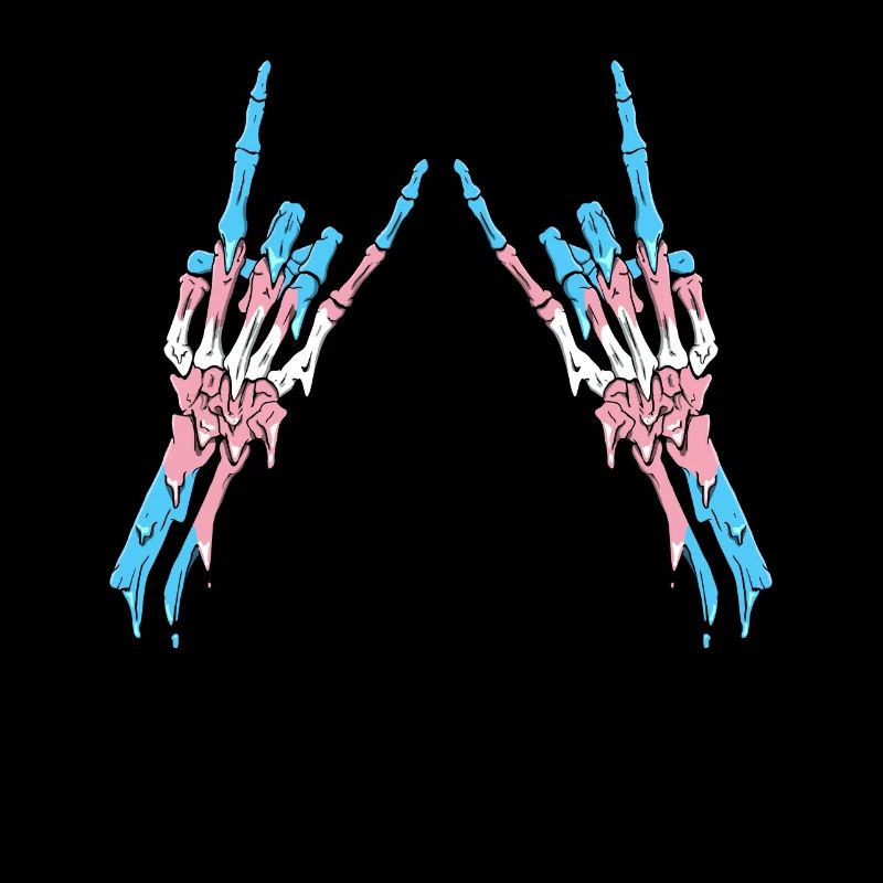Transgender Pride Trans Flag Devil Horn Skeleton