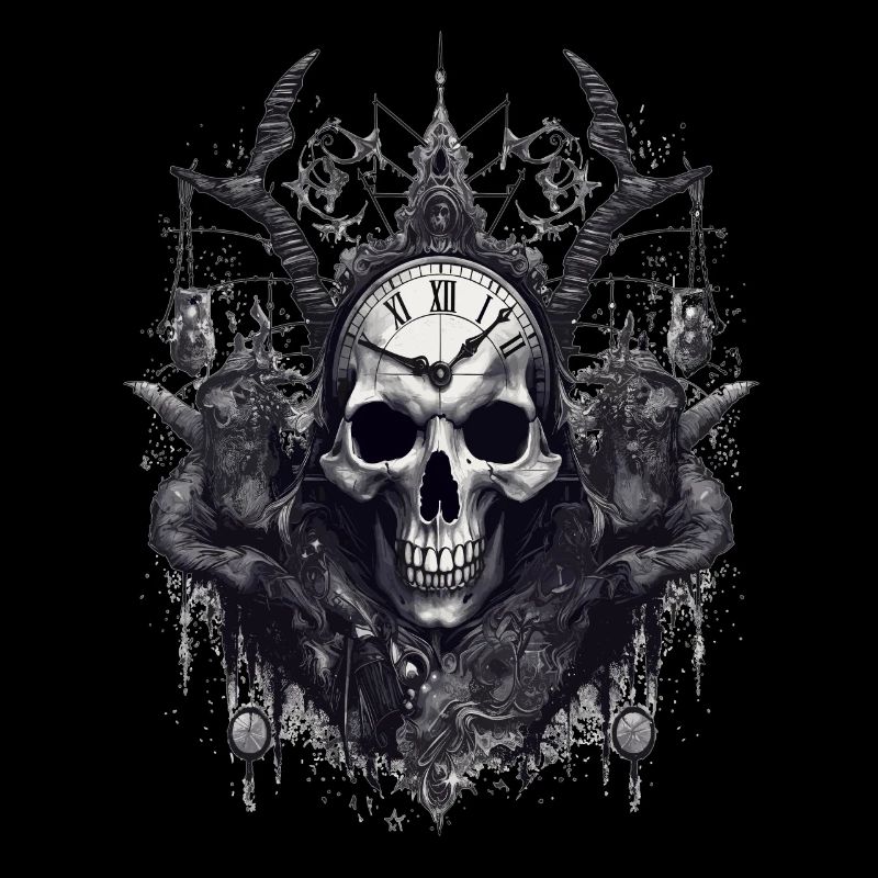 Gothic Witchcraft Ritual Dark Skull Clock Horror