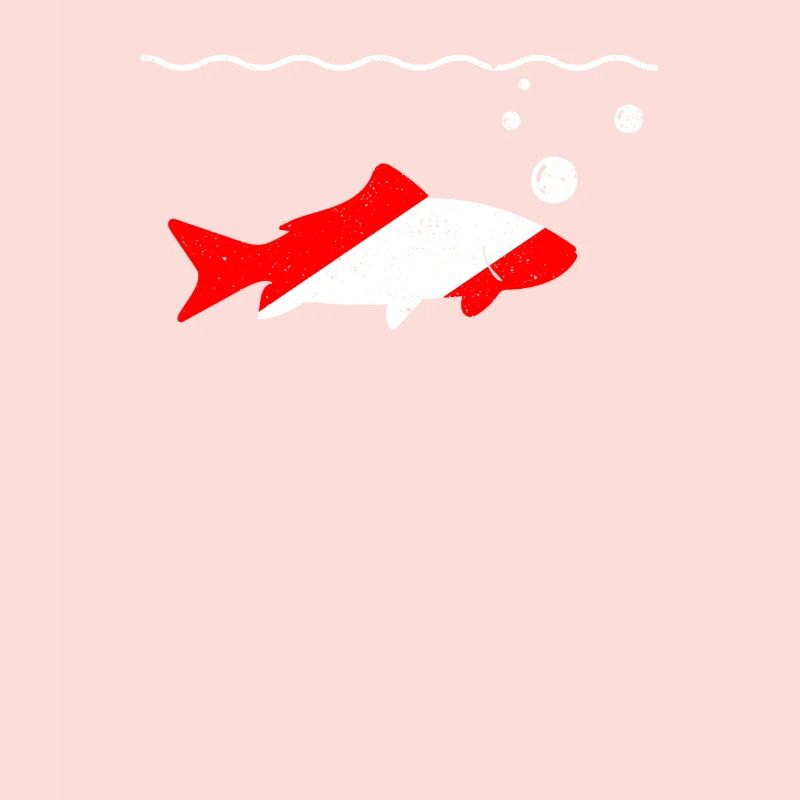 Diving Fish Diver Down Flag Cute Diving