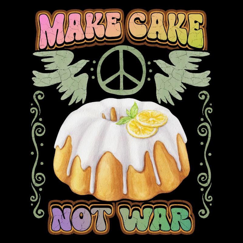 Kuchen, Peace-Zeichen, Peace Spruch mit Napfkuchen