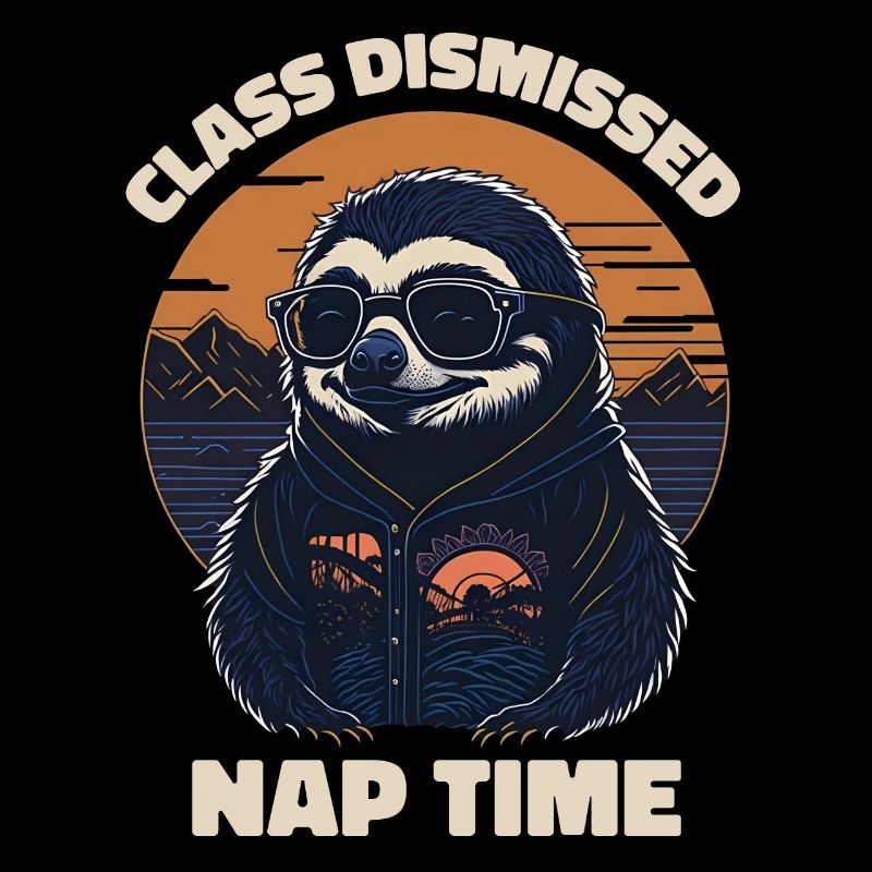Sloth Retro Teacher Class Dismissed Nap