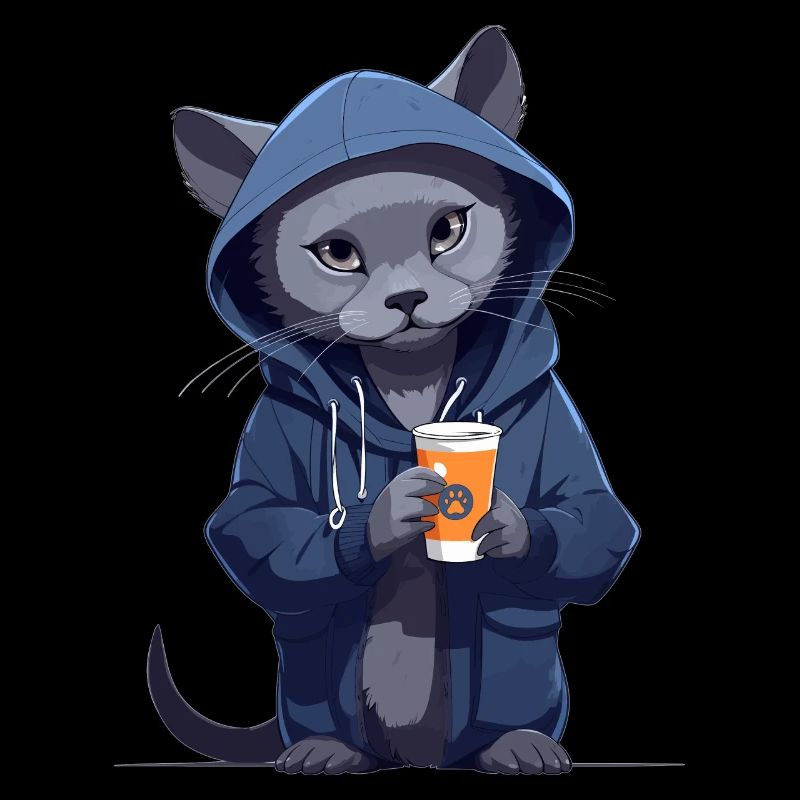 Motif de sweat à capuche de chat bleu russe avec cacao