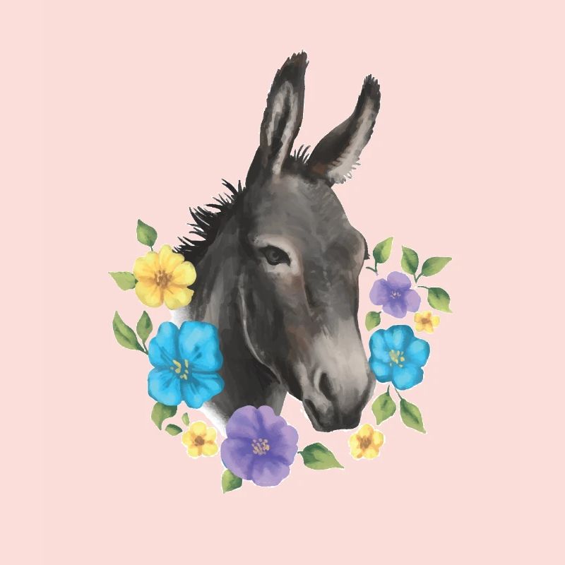 Âne et fleurs