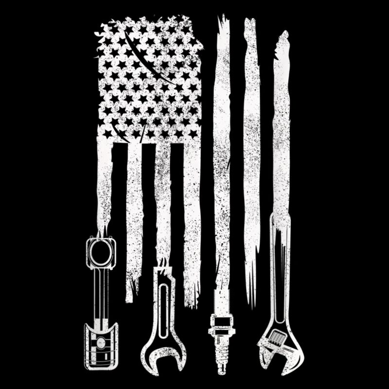 American Flag Mechanic Tools Car Fixing Essentials