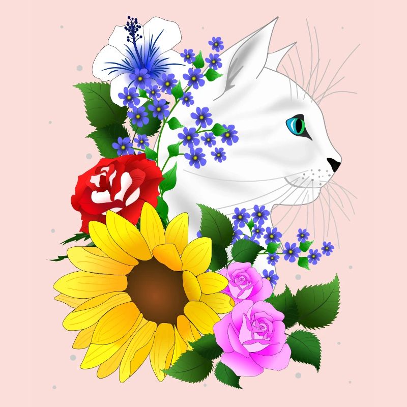 Chat Chaton Fleurs Fleurs Chat Chat Chat