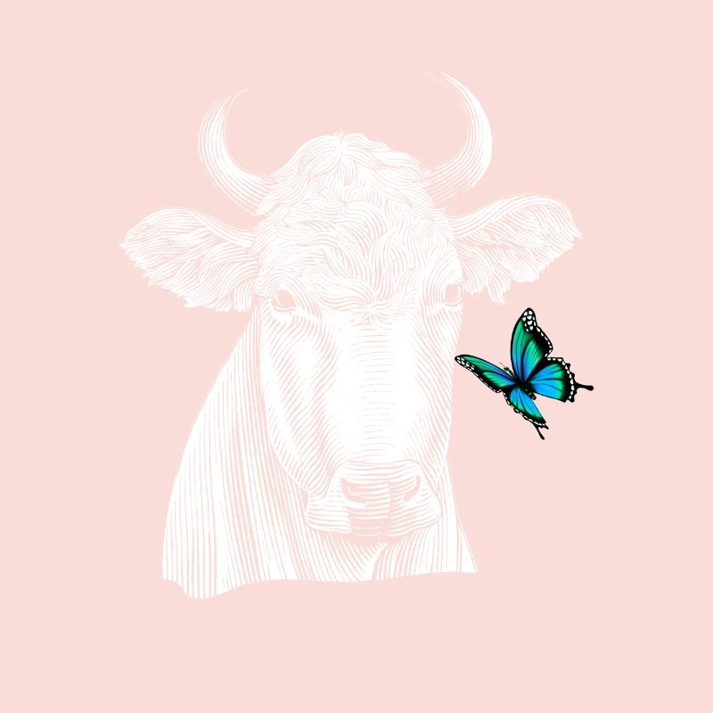 Vache avec papillon