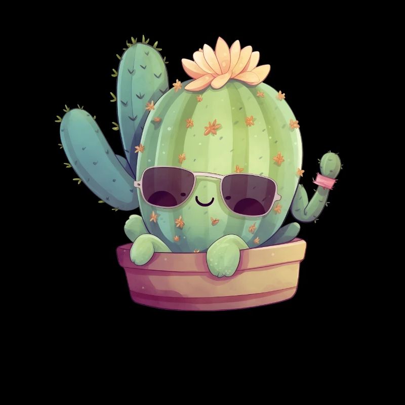 Cactus mignon mignon avec des lunettes de soleil pour l’été