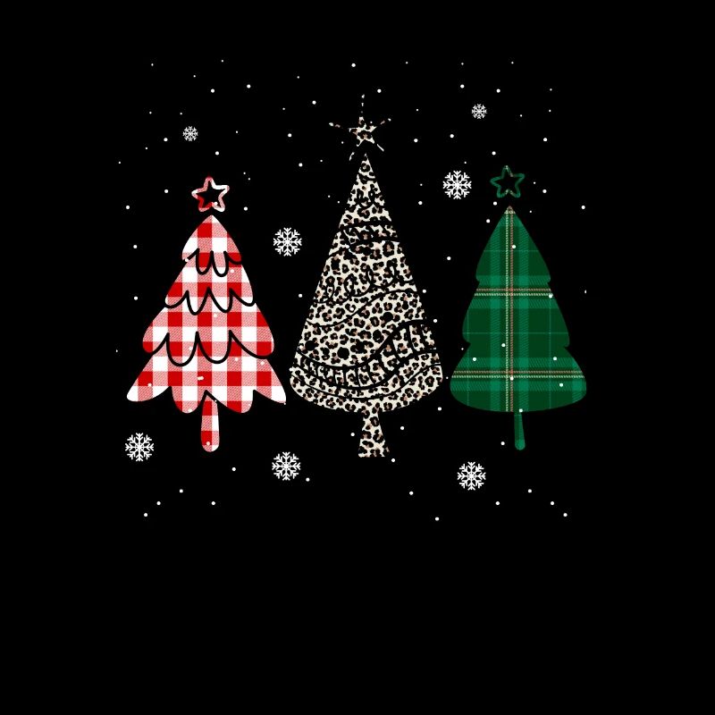 Merry Christmas Buffalo Trees Leopard Plaid Print