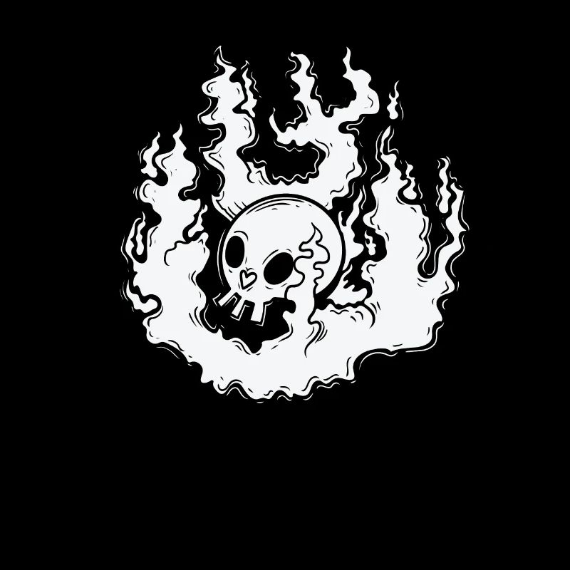 Burning Bone Skull Gothic Styl