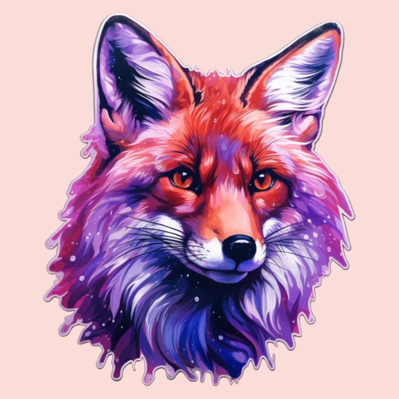 Tête de renard colorée