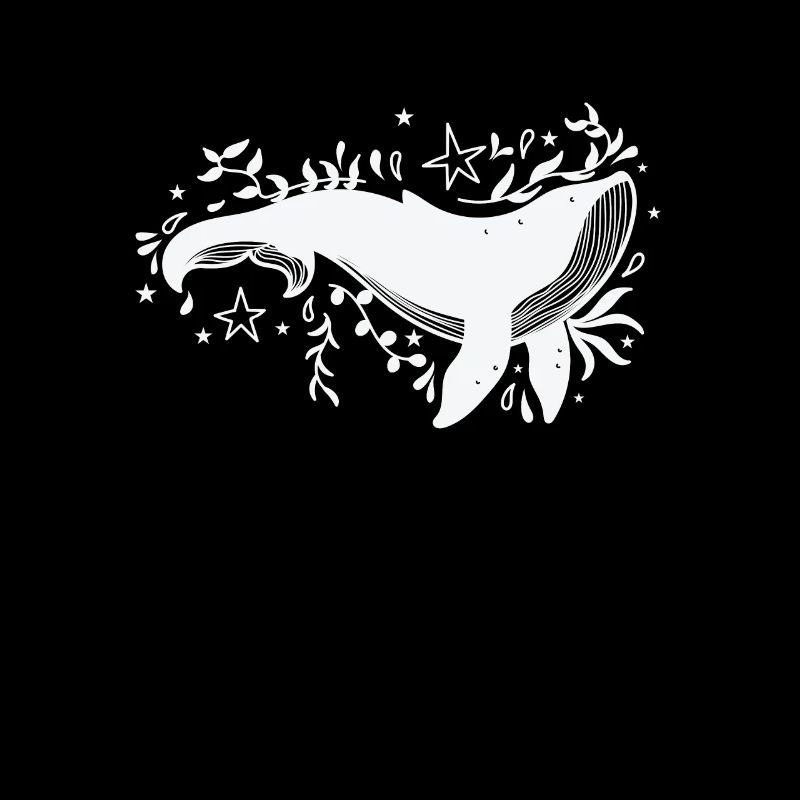 Blue whale with plants