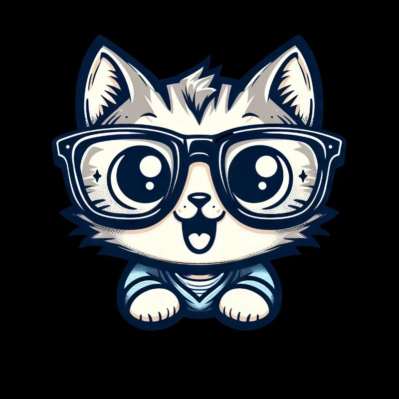Niedliche Comic-Katze mit Nerd-Brille