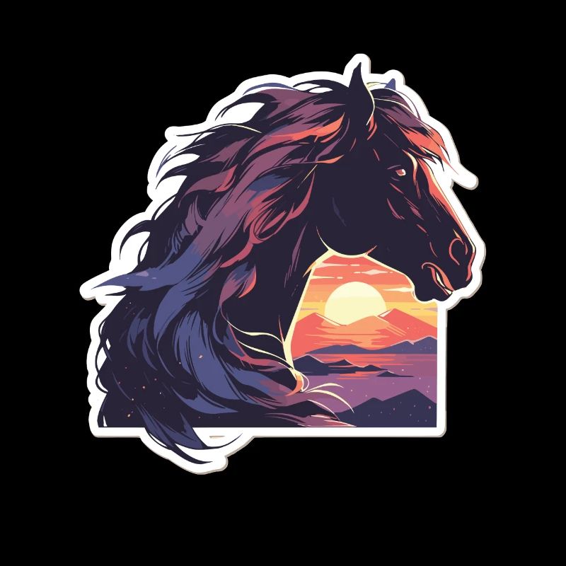 Chevaux, Cheval Noir, Cheval, Coucher De Soleil