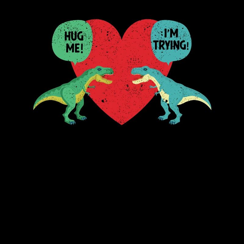 T-Rex dinosaure correspondant couple me serrant dans ses bras